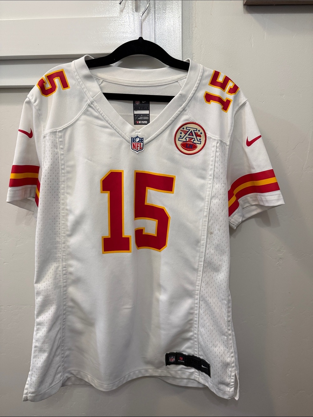 Nike Womens White Kansas City Football Jersey #15 with Red and Gold Accents